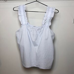Ann Taylor Baby Blue Ruffled Strap Tank 100% Cotton